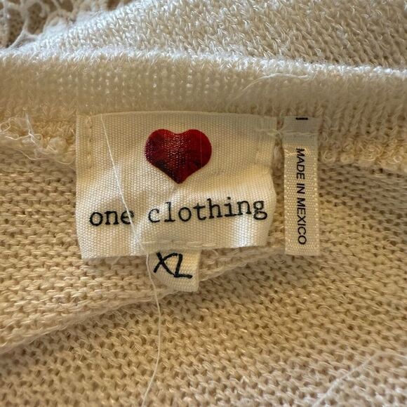 One Clothing Ivory Maxi Sweater Vest With Crochet waist Sz XL Boho, Classic - Picture 5 of 11